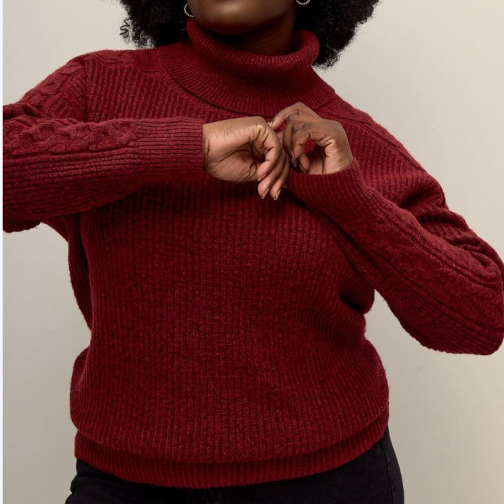 Pennigtons - Responsible, Cowl-Neck Sweater with Cable Knit Sleeves 4xxl